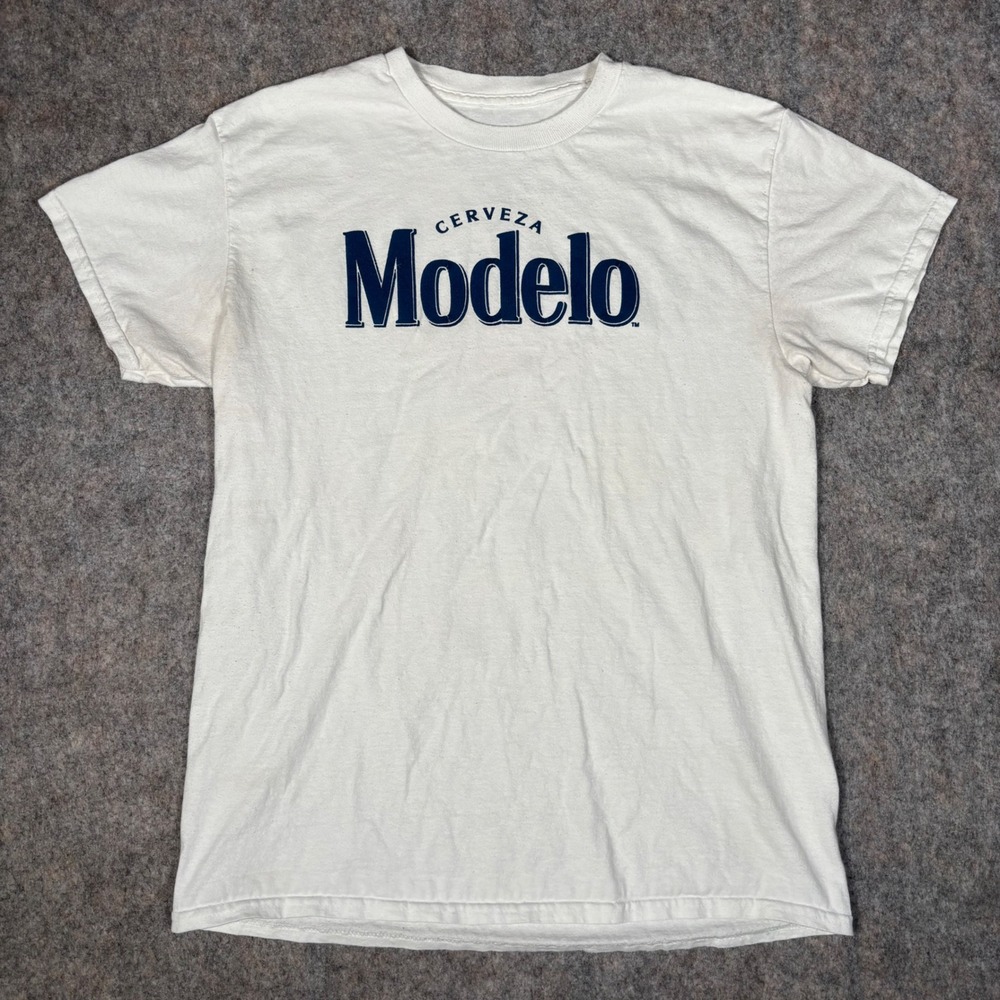 Modelo Graphic T-Shirt Mens‎ S White Sugar Skull Cerveza Beer Dia De Los Muertos